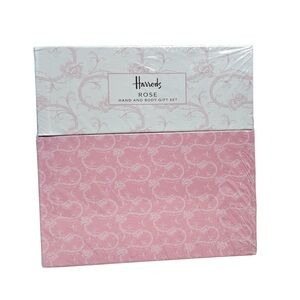 Harrods Luxury Hand & Body Gift Set Rose Sealed Shower Gel, Lotion, Soap, Gloves